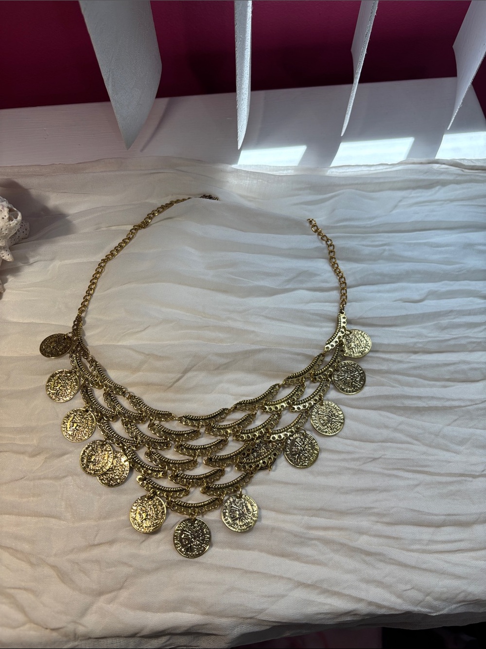 Gold Coin Layered Statement Necklace - Women Jewelry